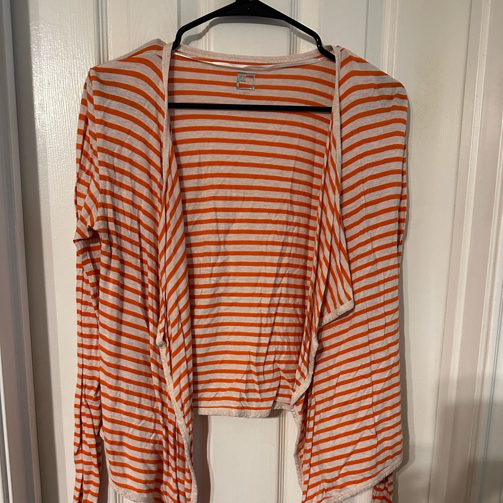 Long Sleeve Orange Striped Cardigan
